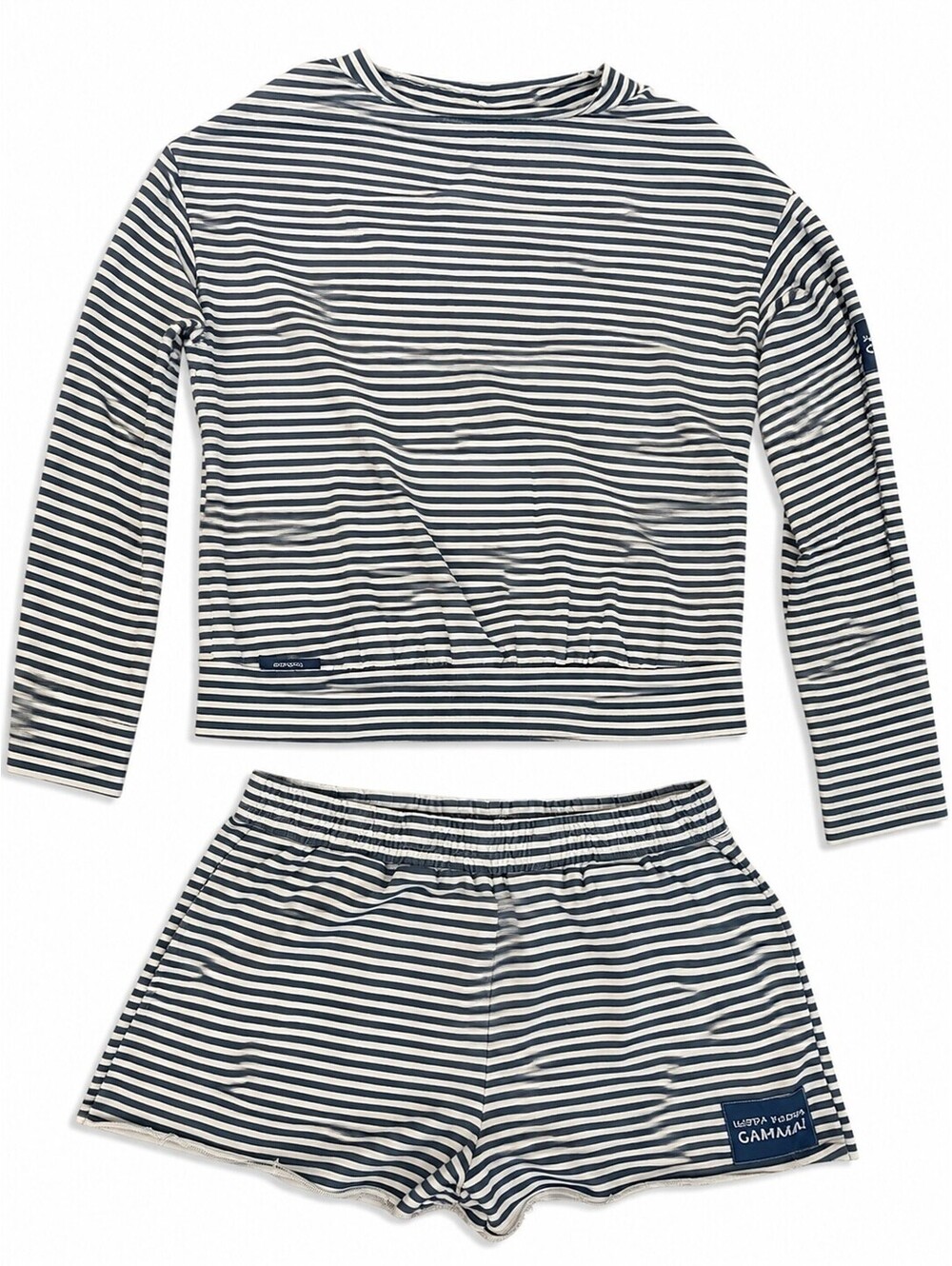 Kappa Kappa Gamma Blue & White Striped Long Sleeve Sweatshirt & Shorts Lounge